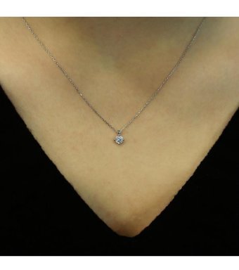 Lova Pırlanta 0.24 Karat Yuvarlak Kesim 14 Ayar Altın Tektaş 2030011 Pırlanta Kolye 42 Cm