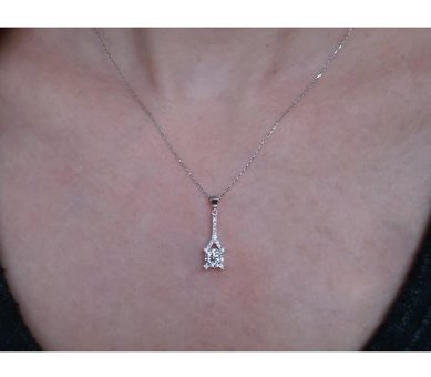 Sirius Pırlanta 0.63 Karat Yuvarlak Kesim 14 Ayar Altın Tektaş Pırlanta Kolye 42 Cm