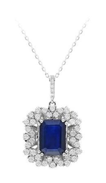Sirius Pırlanta 1.67 Karat Safir Taşlı 14 Ayar Altın Pırlanta Kolye 42 Cm