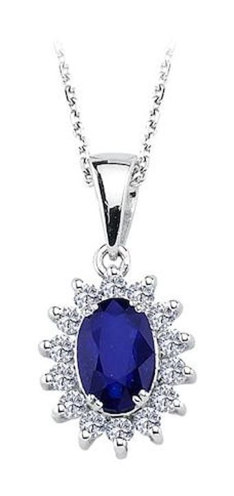 Sirius Pırlanta 0.79 Karat Yuvarlak Kesim Safir Taşlı 14 Ayar Altın Pırlanta Kolye 42 Cm