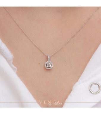 Venta Pırlanta 0.16 Karat Yuvarlak Kesim 14 Ayar Altın Tektaş Pırlanta Kolye 42 Cm