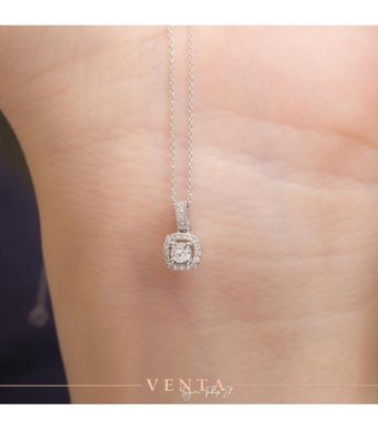 Venta Pırlanta 0.16 Karat Yuvarlak Kesim 14 Ayar Altın Tektaş Pırlanta Kolye 42 Cm