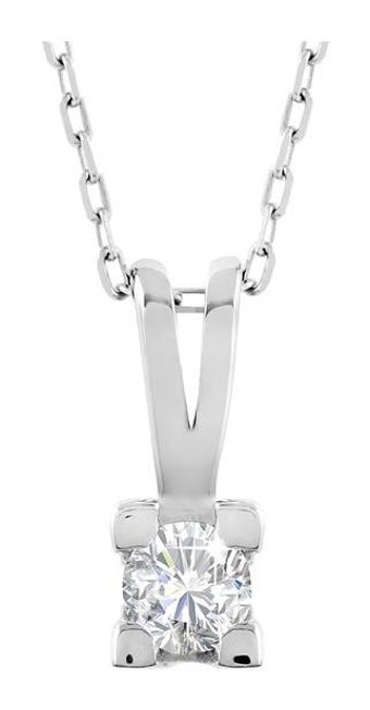 Chavin 0.10 Karat Yuvarlak Kesim 14 Ayar Altın Tektaş Pırlanta Kolye 45 Cm