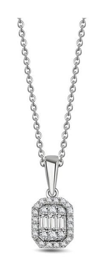 Ariş 0.08 Karat Baget Kesim 14 Ayar Altın Pırlanta Kolye 42 Cm