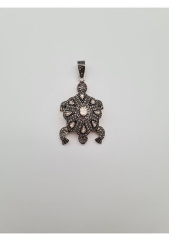 Allahverdi Türkmen 0.01-0.1 Karat Yuvarlak Kesim Beyaz Taşlı Yakut Taşlı Gümüş Elmas Kolye 35 cm