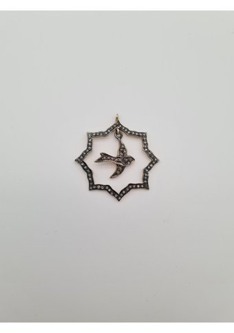 Allahverdi Türkmen 0.01-0.1 Karat Yuvarlak Kesim Beyaz Taşlı Gümüş Elmas Kolye 35 cm