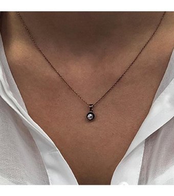 Aypa Mücevher 0.15 Karat Yuvarlak Kesim Beyaz Taşlı Altın Elmas Kolye Ayarlanabilir