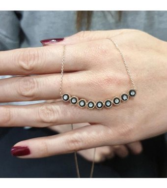 Pırlanta Merkezi 0.37 Karat Yuvarlak Kesim Beyaz Taşlı Altın Elmas Kolye Ayarlanabilir