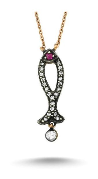 Altınbaş 0.03 Karat Yuvarlak Kesim Beyaz-Pembe Taşlı Altın Elmas Kolye 45 cm