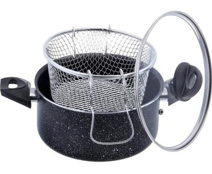 Zetmon Ferro Plus Cam Kapaklı Granit 22 cm Derin Sos Tencere