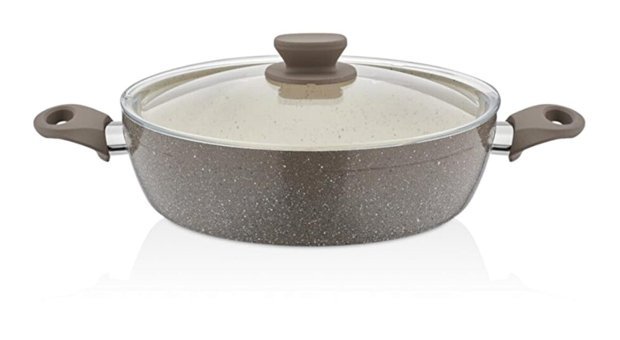 Cosiness Panamera Cam Kapaklı Granit 26 cm Basık Tencere