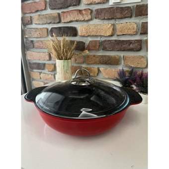 Evim Şahane Orion Cam Kapaklı Döküm-Granit 32 cm Karnıyarık Tencere
