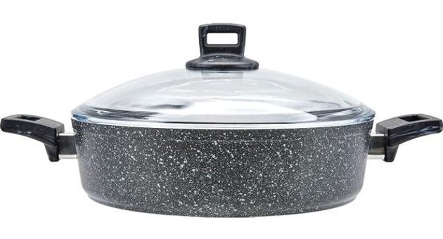Karaca Bio Granitech Cam Kapaklı Granit 30 cm Karnıyarık Tencere