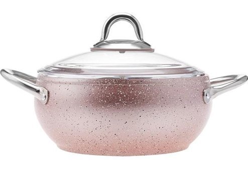 Karaca Avanos Rose Gold Cam Kapaklı Granit 20 cm Derin Tencere