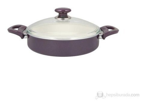 Essenso Ecotouch Berlin Mürdüm Cam Kapaklı Granit 26 cm Basık Tencere