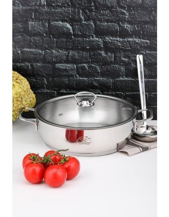 Cooker Lara Cam Kapaklı Çelik 26 cm Basık Tencere