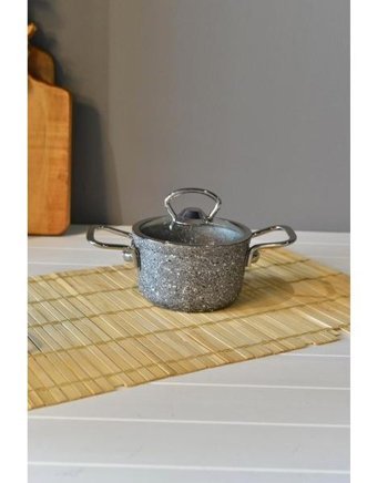 Oms Collection Mini Cam Kapaklı Granit 12 cm Derin Tencere