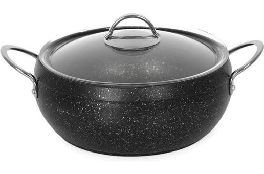 Alkar Cam Kapaklı Döküm-Granit 16 cm Derin Tencere