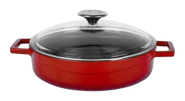 Lava Glaze Döküm 28 cm Basık Tencere Kırmızı