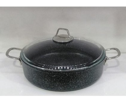 Falez Black Line Cam Kapaklı Döküm 26 cm Karnıyarık Tencere