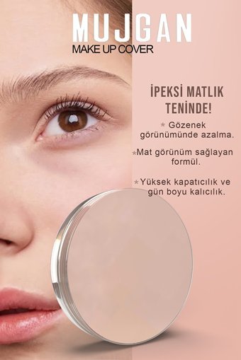 Mujgan Make Up Cover Porselen 209 Nemlendiricili Göz Altı ve Yüz Krem Pot Kapatıcı + Klasik Kaşık Fırça