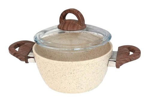 Karizma Cam Kapaklı Granit 18 cm Derin Tencere