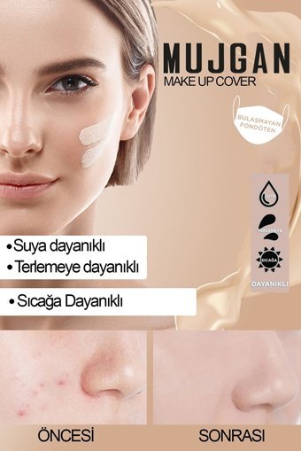 Mujgan Make Up Cover Porselen 209 Nemlendiricili Göz Altı ve Yüz Krem Pot Kapatıcı + Klasik Kaşık Fırça