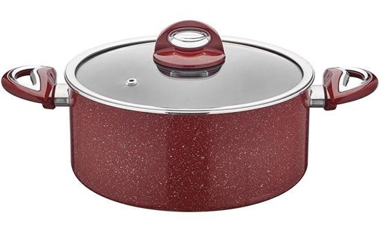 Taç Titan TT-1133 Cam Kapaklı Granit 28 cm Derin Tencere