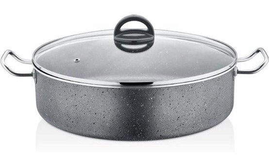 Cosiness Mega Cam Kapaklı Granit 40 cm Basık Tencere