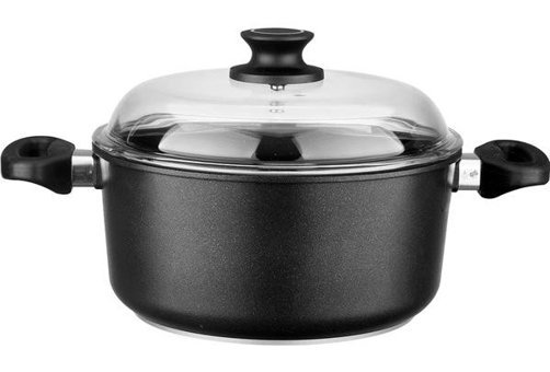 Leggno BLK2222DT24 İndüksiyon Cam Kapaklı Döküm 24 cm Derin Tencere