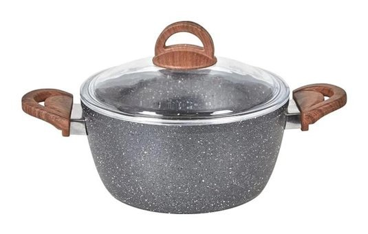 Karizma Cam Kapaklı Granit 22 cm Derin Tencere