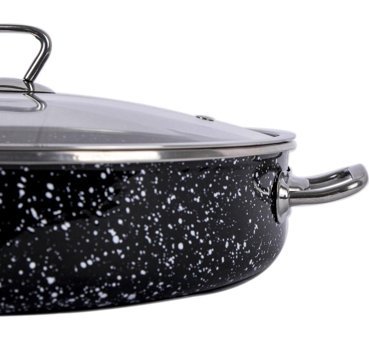 Abnturk Jumbo Endüstriyel Cam Kapaklı Granit 38 cm Karnıyarık Tencere