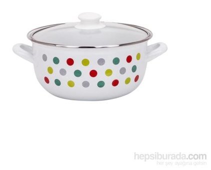 Essenso Cam Kapaklı Emaye 24 cm Derin Tencere