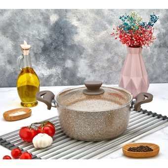 Polo Chef Panamera Cam Kapaklı Granit 22 cm Derin Tencere