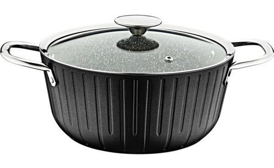 Bambum Tuana Cam Kapaklı Granit 24 cm Derin Tencere