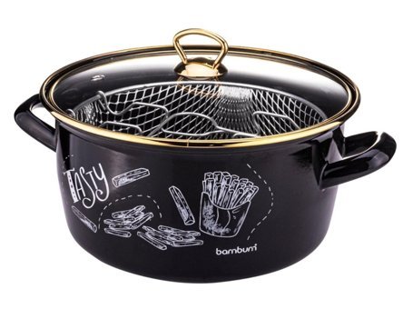 Bambum Darky Tasty Cam Kapaklı Granit 22 cm Derin Tencere