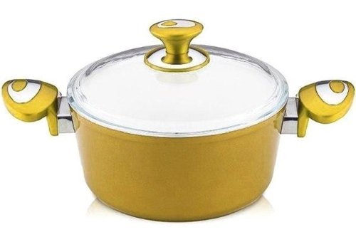 Hascevher Astoria Cam Kapaklı Seramik 20 cm Derin Tencere
