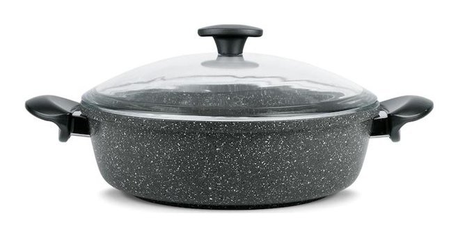 Thermoad Love Cam Kapaklı Granit 28 cm Karnıyarık Tencere