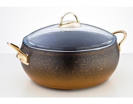 Casa Milano Cam Kapaklı Granit 32 cm Derin Tencere