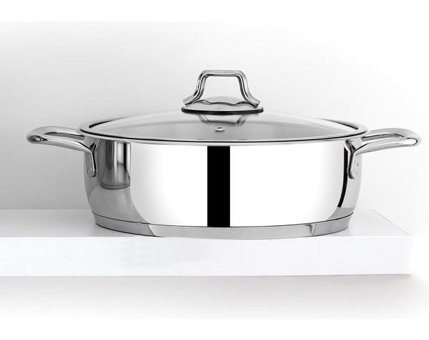 Bonera Omega Cam Kapaklı Paslanmaz Çelik 24 cm Karnıyarık Tencere