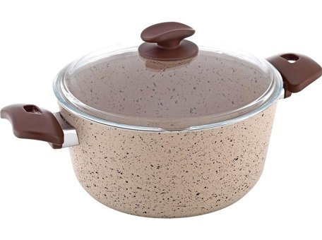 Gökdil Bakalit Cam Kapaklı Granit 30 cm Derin Tencere