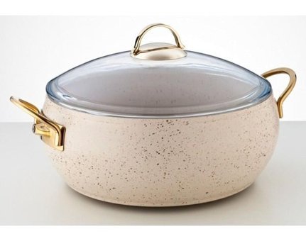 Casa Milano Cam Kapaklı Granit 28 cm Derin Tencere