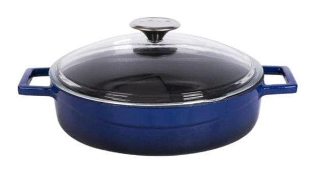 Lava Glaze Döküm 28 cm Basık Tencere Mavi