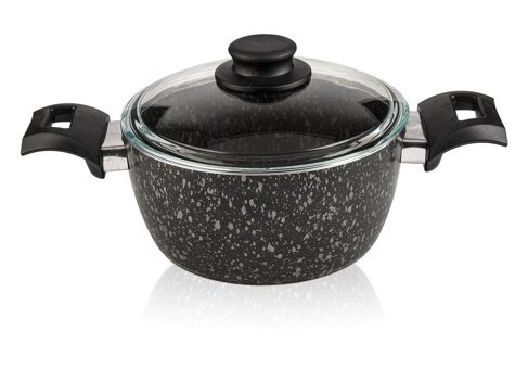 Cem Prestige Cam Kapaklı Granit 20 cm Derin Tencere
