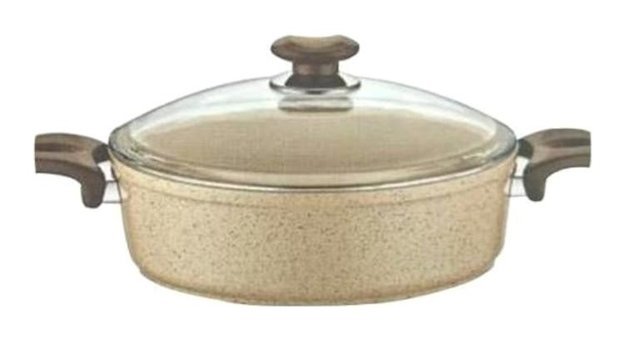 Gülsan Safran Cam Kapaklı Granit 30 cm Basık Tencere