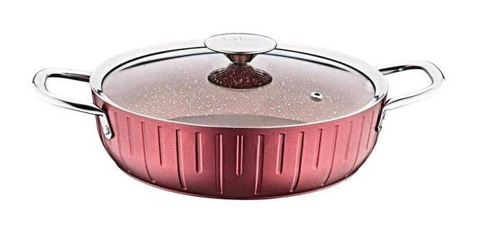 Oms Collection Colonna 3318 Cam Kapaklı Granit 24 cm Basık Tencere