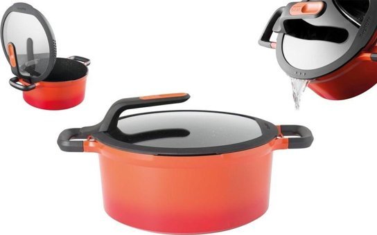 Berghoff Gem Stay Cool Cam Kapaklı Döküm 28 cm Derin Tencere