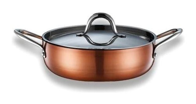 Brioni Copperfield Cam Kapaklı Paslanmaz Çelik 22 cm Basık Tencere