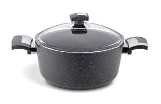 Bonera Vogue Cam Kapaklı Granit 28 cm Derin Tencere