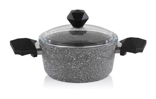 Schafer Cam Kapaklı Granit 20 cm Derin Tencere